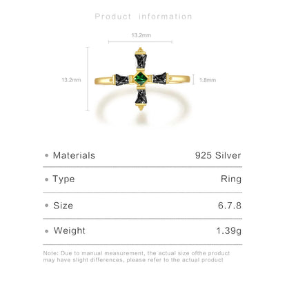 ANDYWEN 925 Sterling Silver Black Cross Luxury Ring Jewelry Fine Jewelry 2021 Wedding Jewels Slim Size Crystal Green Anillo Fino
