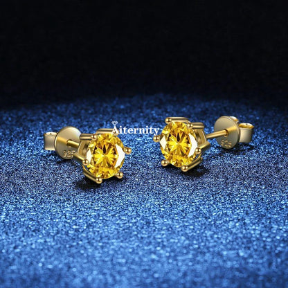 GRA Moissanite VVS1 Earrings Women 925 Sterling Silver Moissanita And Zircon Ear Studs Pink Yellow Red Orange Pass Diamond Test