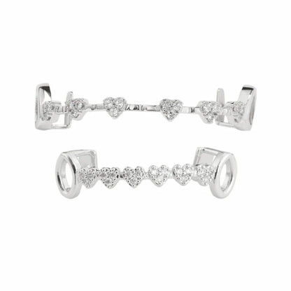 Trendy Hip Hop Dental Grills rhinestone Double Glossy Charm Teeth Grillz Simple Gold/Silver Tooth Caps for Women Men