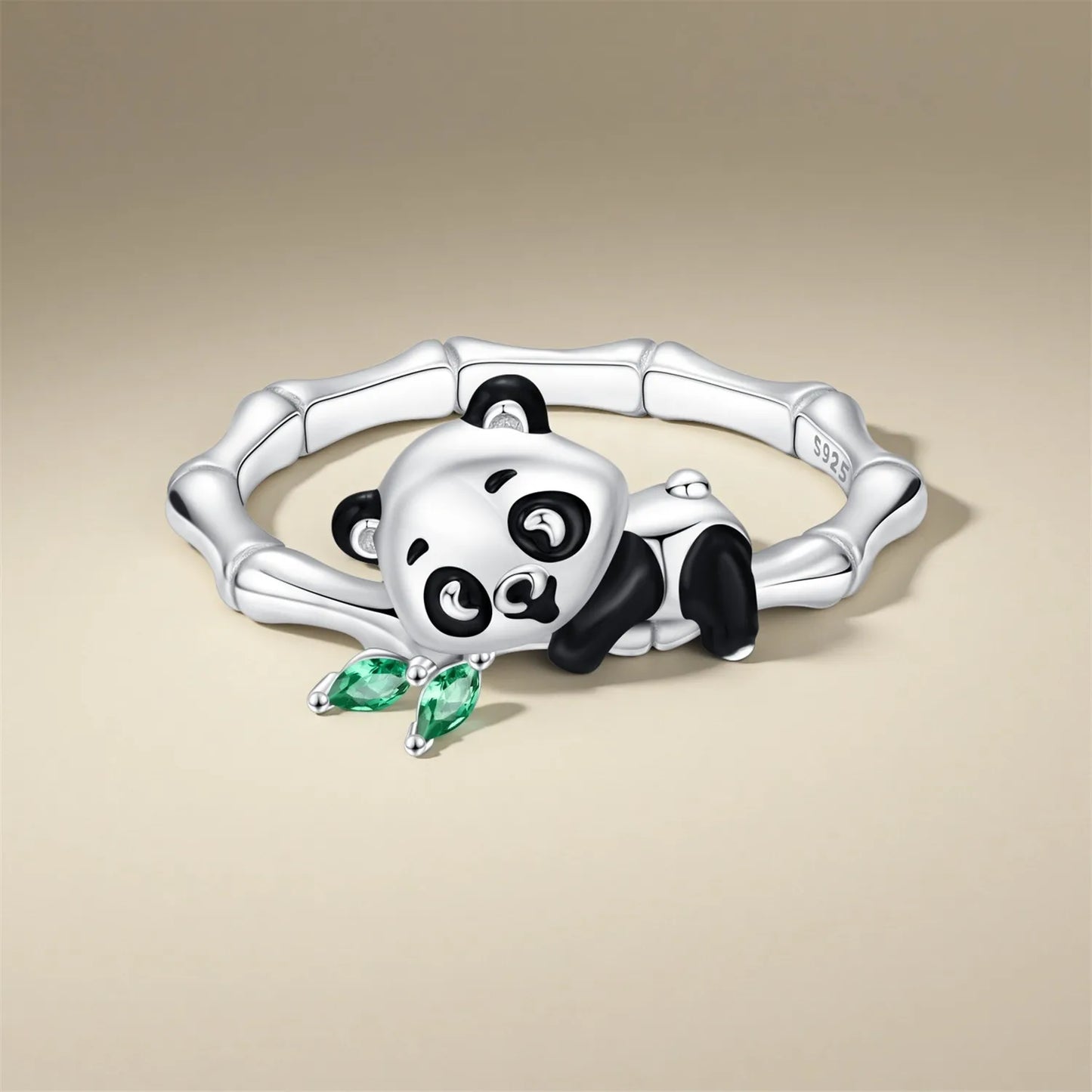 PANPOKI S925 Sterling Silver Panda Animal Closed Ring For Women Finger Ring Personality Jewelry Party Trendy Gifts
