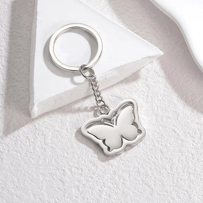 Spark Personalized Stainless Steel Butterfly Heart Shape Rotate Keychain Engrave Name For Women Couple Accessory Jewelry Gift