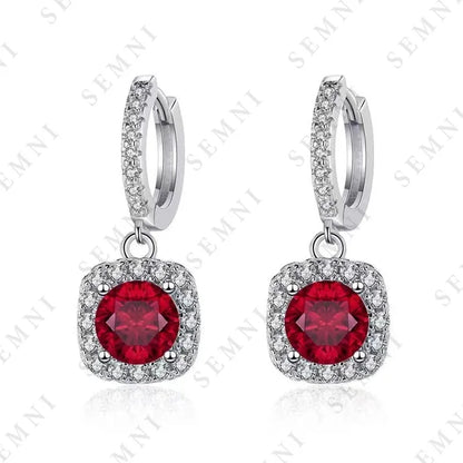 SEMNI 1.0/2.0/4.0/6.0ct Moissanite Diamond Drop Earrings for Women Ruby Sapphire Emerald Wedding Jewelry 925 Sterling Silver