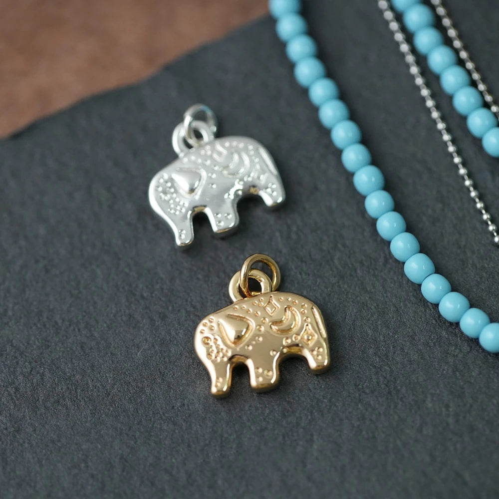 6PCS Gold Plated Brass Retro Ethnic Pattern Totem Animal Pendant Jewelry DIY Handmade Material Accessories Making Supplies