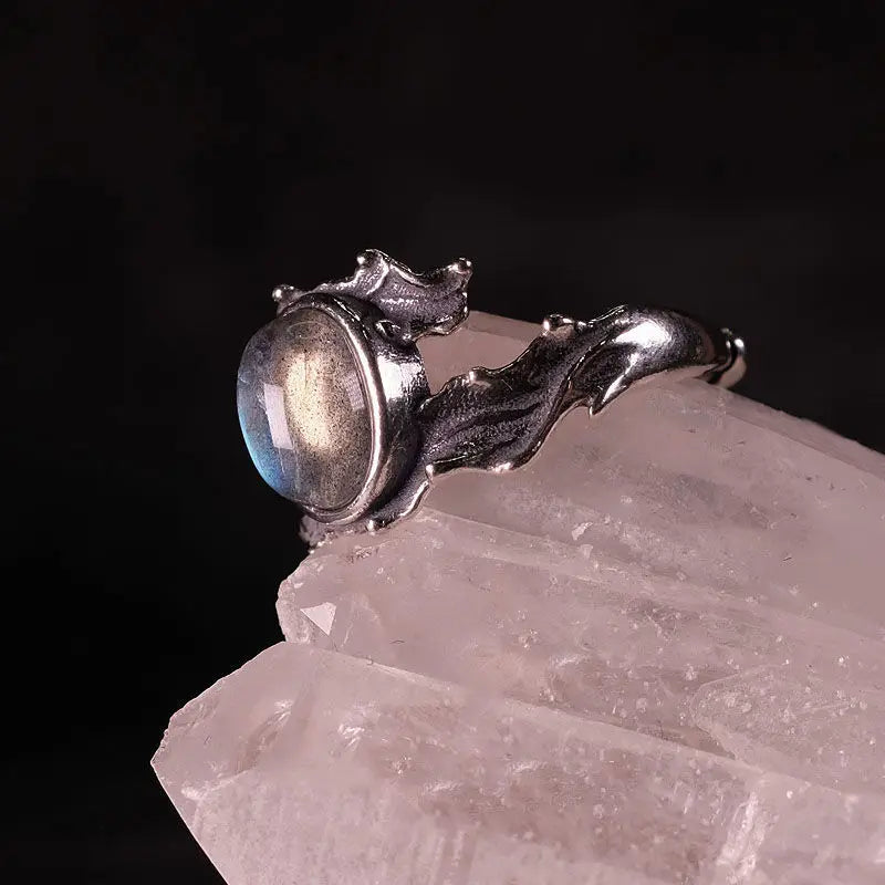Hip Hop style 925 silver inlaid blue moonlight stone rings for women exquisite and fashion crystal ring wedding jewelry