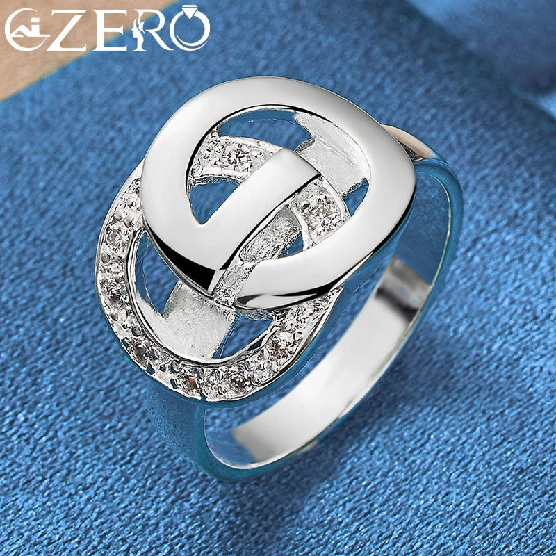 ALIZERO 925 Sterling Silver Letter e Zircon Ring For Woman Wedding Rings Engagement Band Fashion Party Charms Jewelry Gift